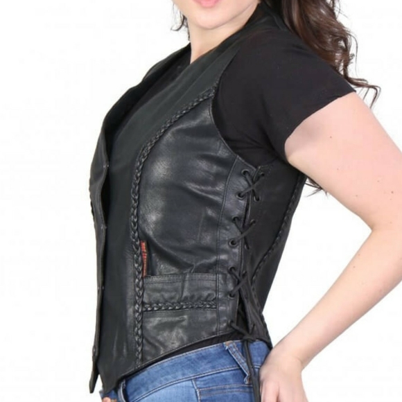 NWT Hot Leathers Ladies Leather Motorcycle Vest - Picture 2 of 8